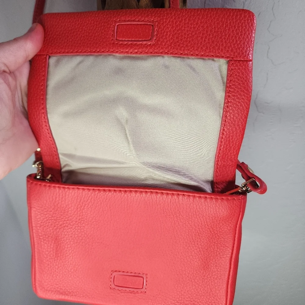 Isaac Mizrahi Lillian‎ Red Leather Small Crossbody Clutch